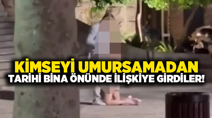Kimseyi umursamadan tarihi bina önünde ilişkiye girdiler!