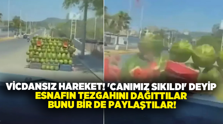 Vicdansız hareket! ‘Canımız sıkıldı’ deyip esnafın tezgahını dağıttılar bunu bir de paylaştılar!