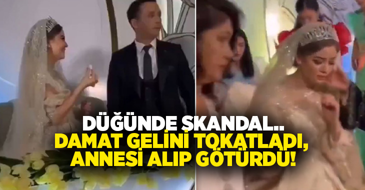 Düğünde skandal.. Damat gelini tokatladı, annesi alıp götürdü!