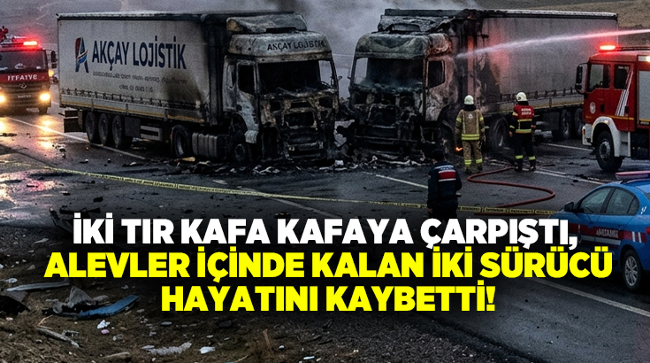 İki tır kafa kafaya çarpıştı, Alevler içinde kalan iki sürücü hayatını kaybetti!