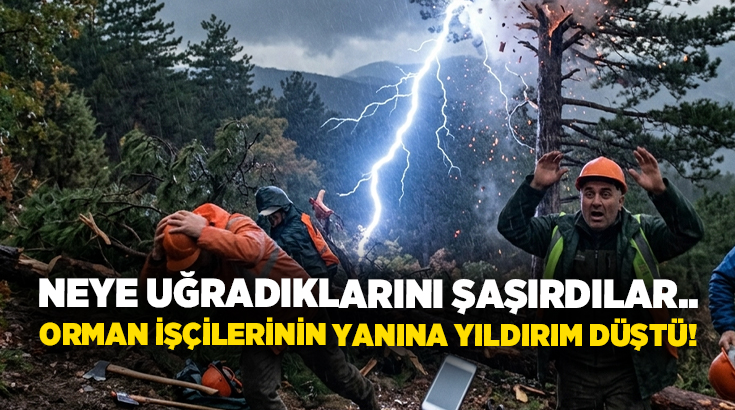 Neye uğradıklarını şaşırdılar.. Orman işçilerinin yanına yıldırım düştü!