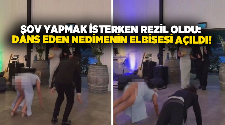 Şov yapmak isterken rezil oldu: Dans eden nedimenin elbisesi açıldı!