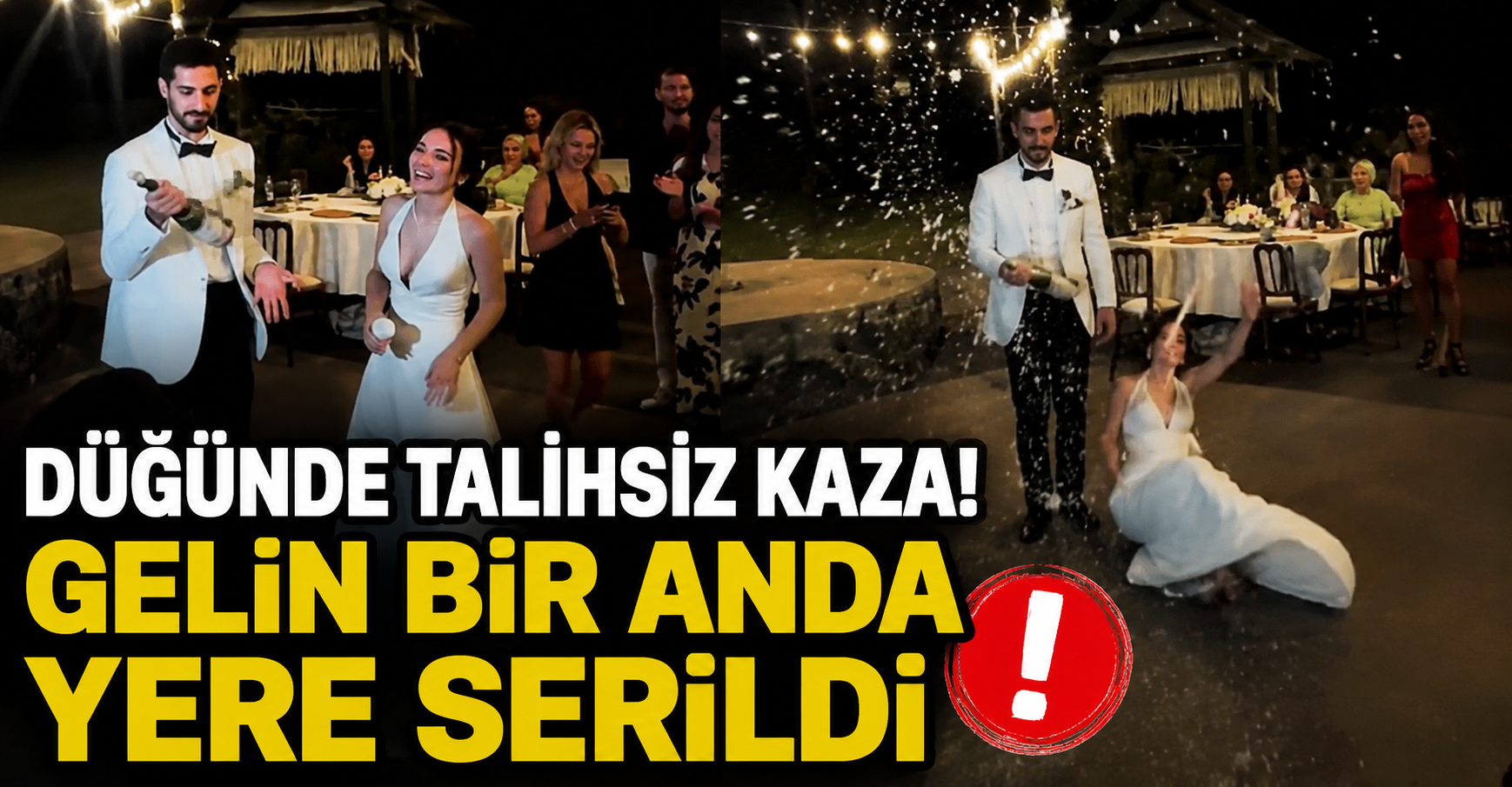 Düğünde talihsiz kaza.. Gelin bir anda yere serildi!