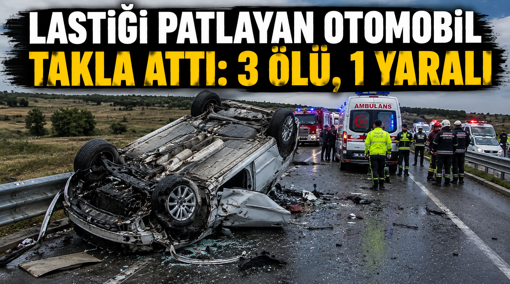 Lastiği patlayan otomobil takla attı: 3 kişi hayatını kaybetti, 1 yaralı