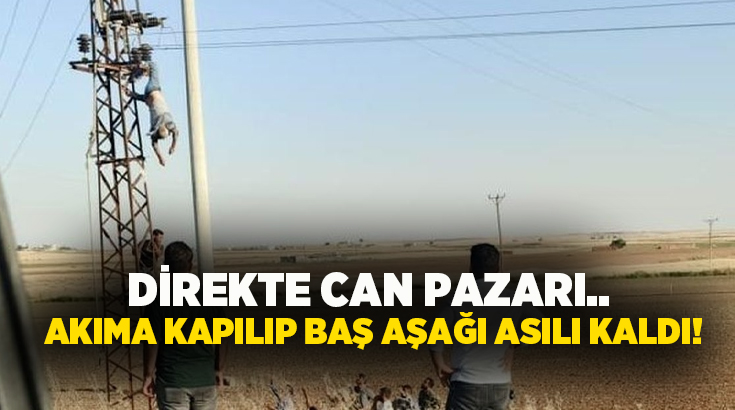 Direkte can pazarı.. Akıma kapılıp baş aşağı asılı kaldı!