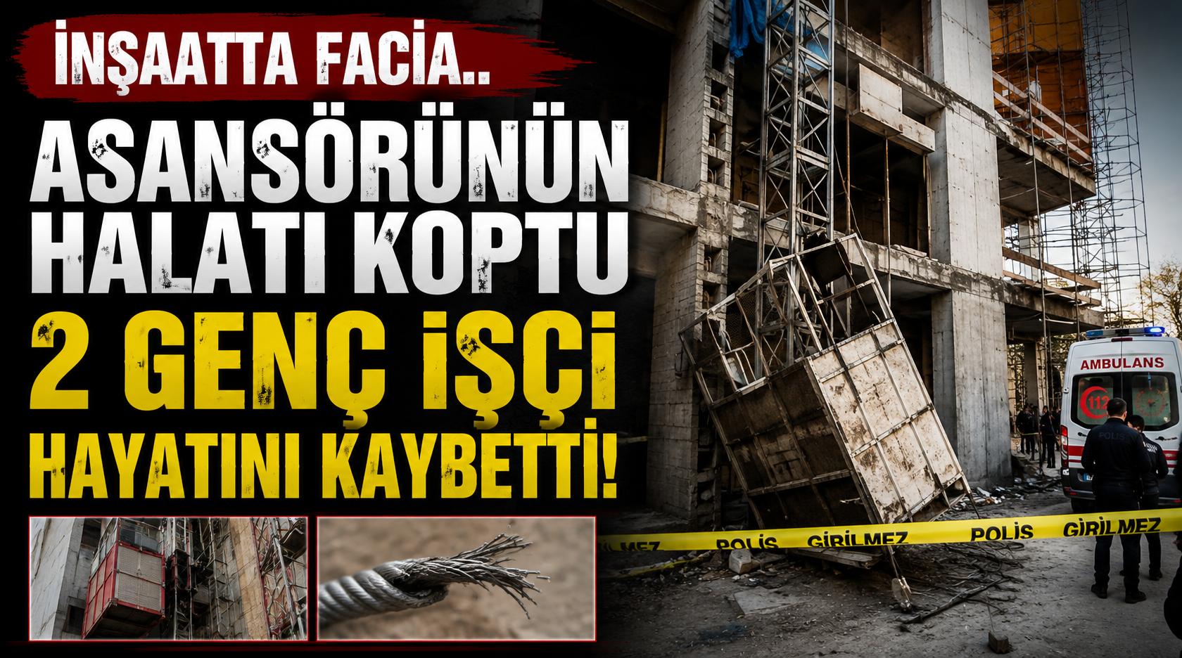 İnşaatta facia.. Asansörünün halatı koptu 2 genç işçi hayatını kaybetti!