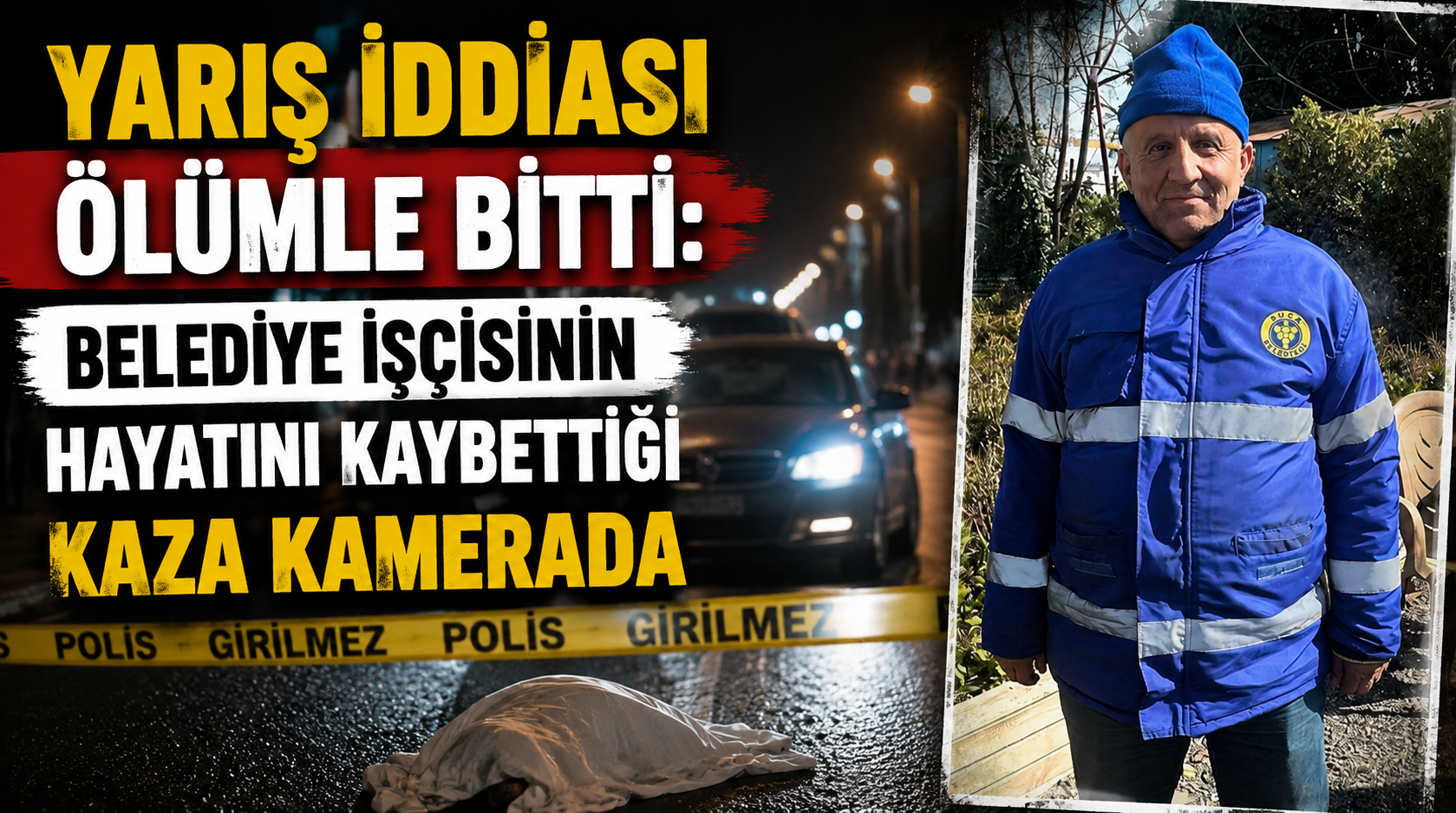 Yarış iddiası ölümle bitti: Belediye işçisinin hayatını kaybettiği kaza kamerada!