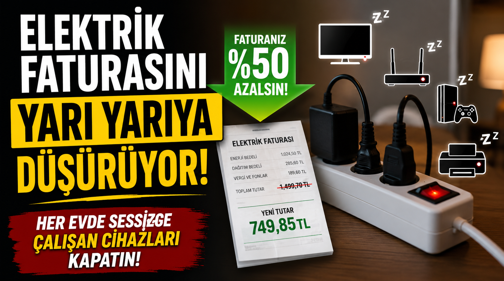 Elektrik faturasını yarı yarıya düşürüyor.. Her evde sessizce çalışan cihazları kapatın!