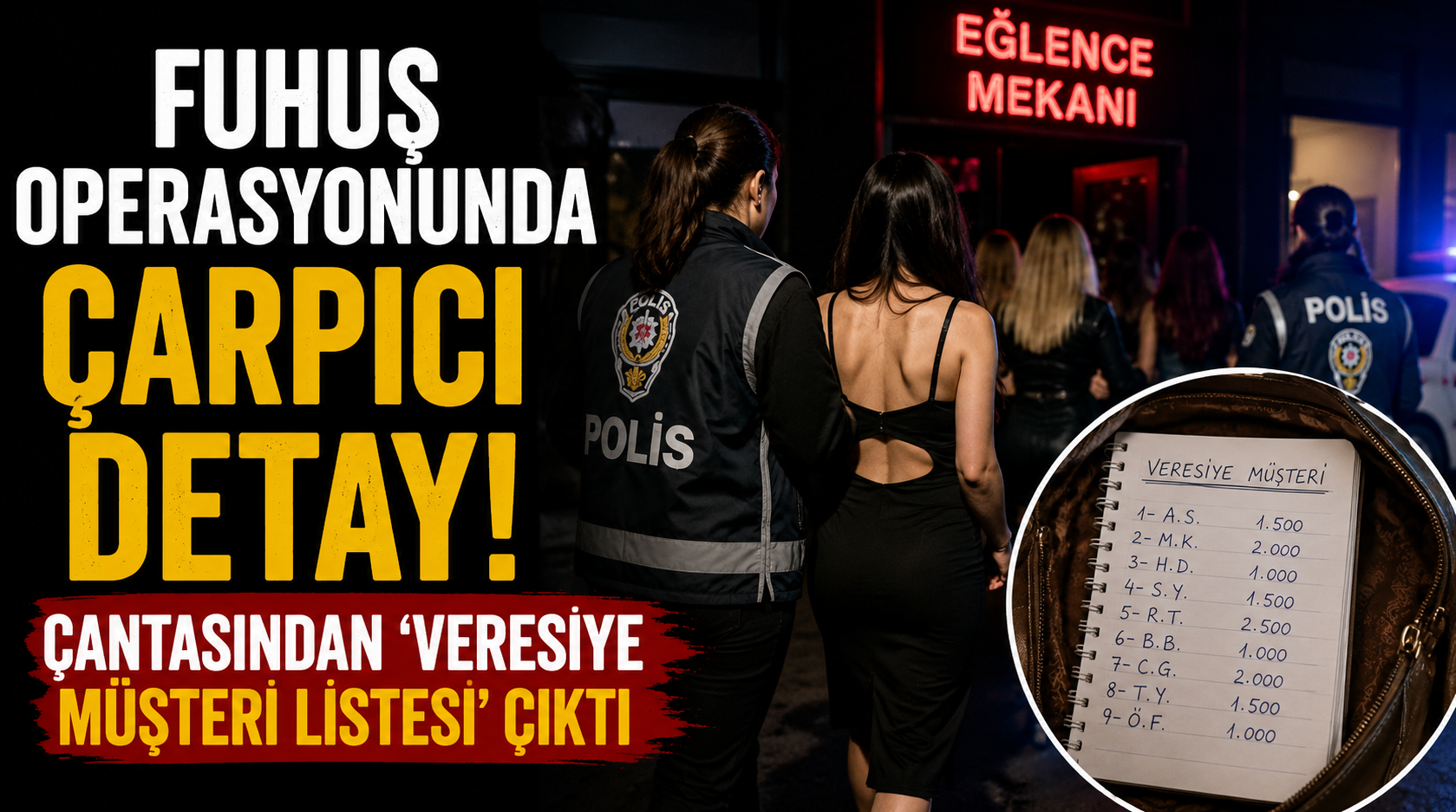 Fuhuş operasyonunda çarpıcı detay.. Çantasından ‘veresiye müşteri listesi’ çıktı!