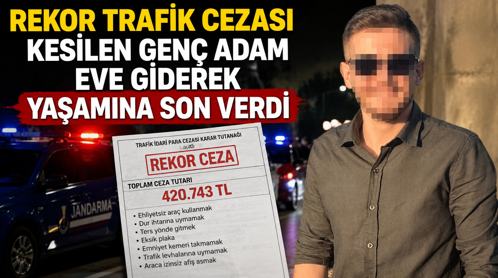 Rekor trafik cezası kesilen genç adam eve giderek yaşamına son verdi!