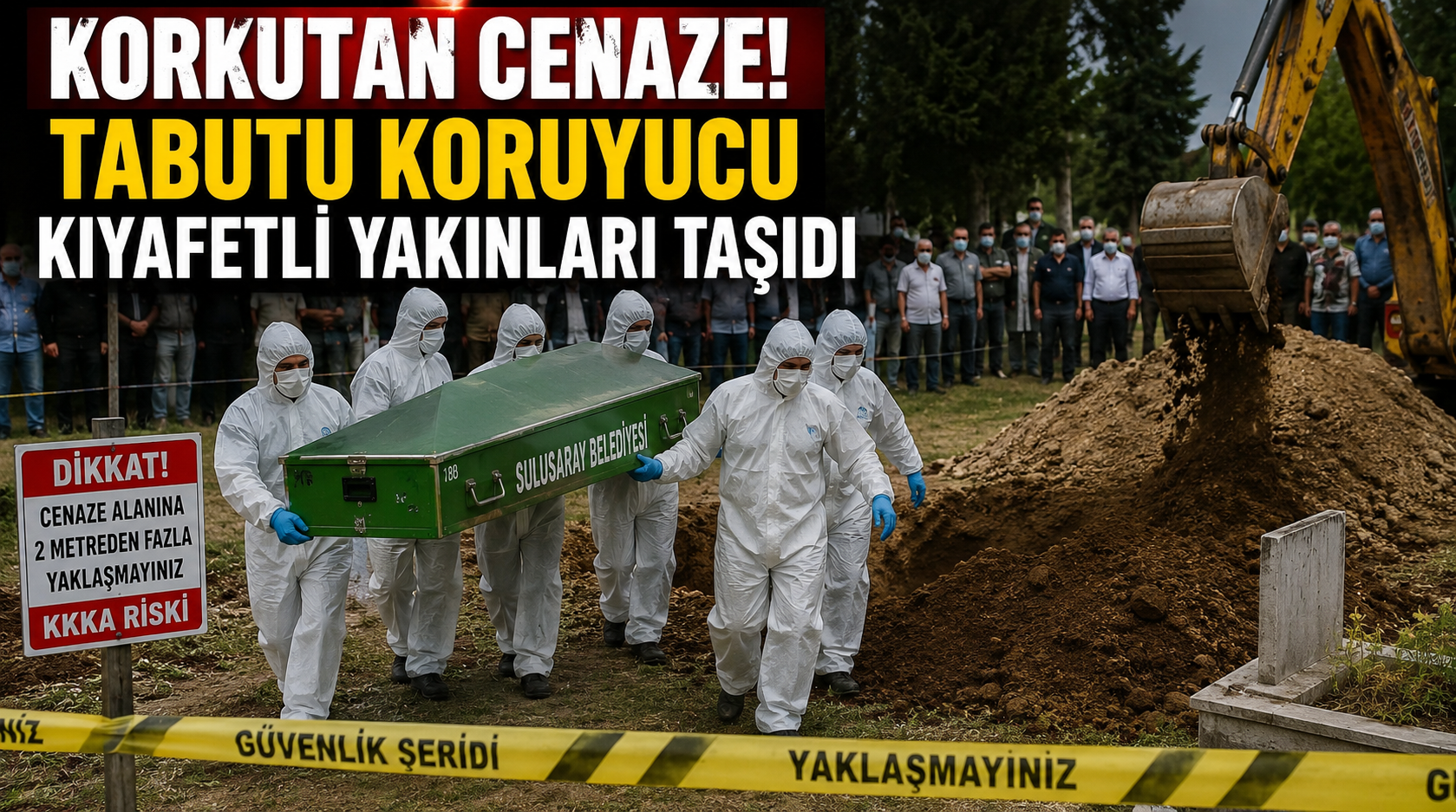 Korkutan cenaze.. Tabutu koruyucu kıyafetli yakınları taşıdı!