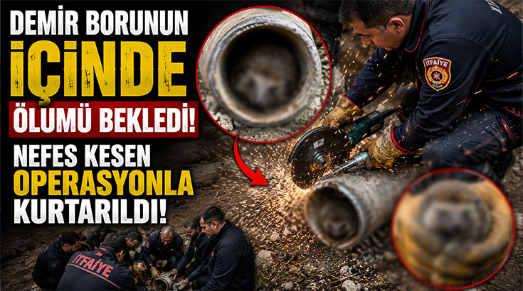Demir borunun içinde ölümü bekledi: Nefes kesen operasyonla kurtarıldı!