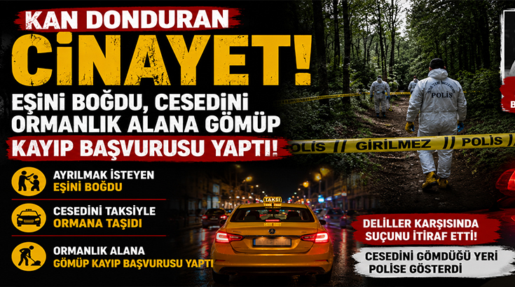 Kan donduran cinayet! Eşini Boğdu, Cesedini ormanlık alana gömüp kayıp başvurusu yaptı!