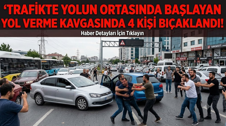Trafikte yolun ortasında başlayan yol verme kavgasında 4 kişi bıçaklandı!
