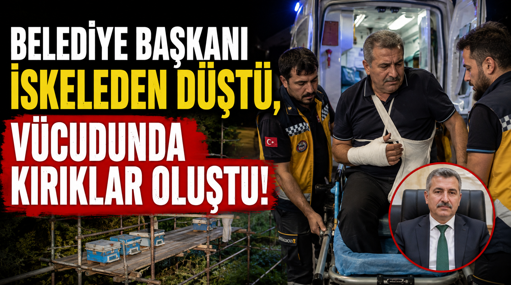 Belediye başkanı iskeleden düştü, vücudunda kırıklar oluştu!