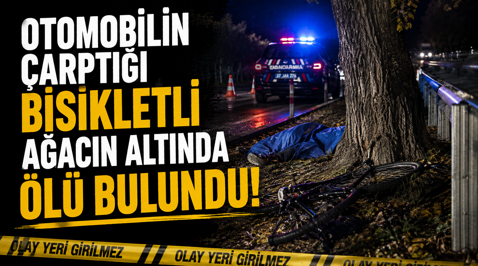 Otomobilin çarptığı bisikletli ağacın altında ölü bulundu!