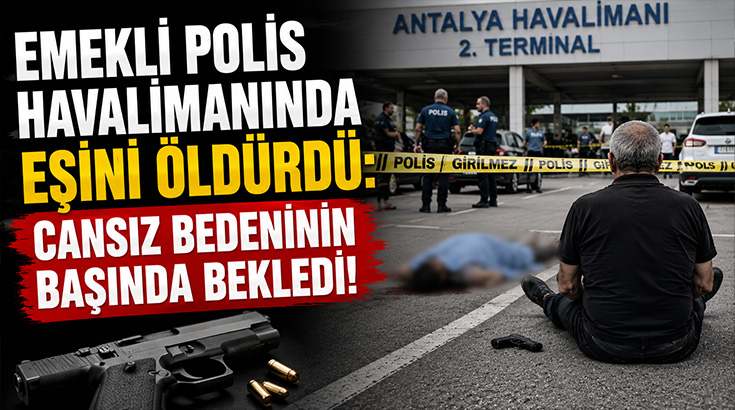 Emekli polis havalimanında eşini öldürdü: Cansız bedeninin başında bekledi!