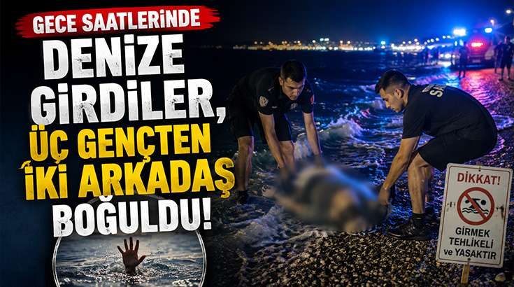 Gece saatlerinde denize girdiler, üç gençten iki arkadaş boğuldu!