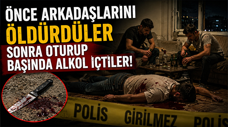 Önce arkadaşlarını öldürdüler sonra oturup başında alkol içtiler!