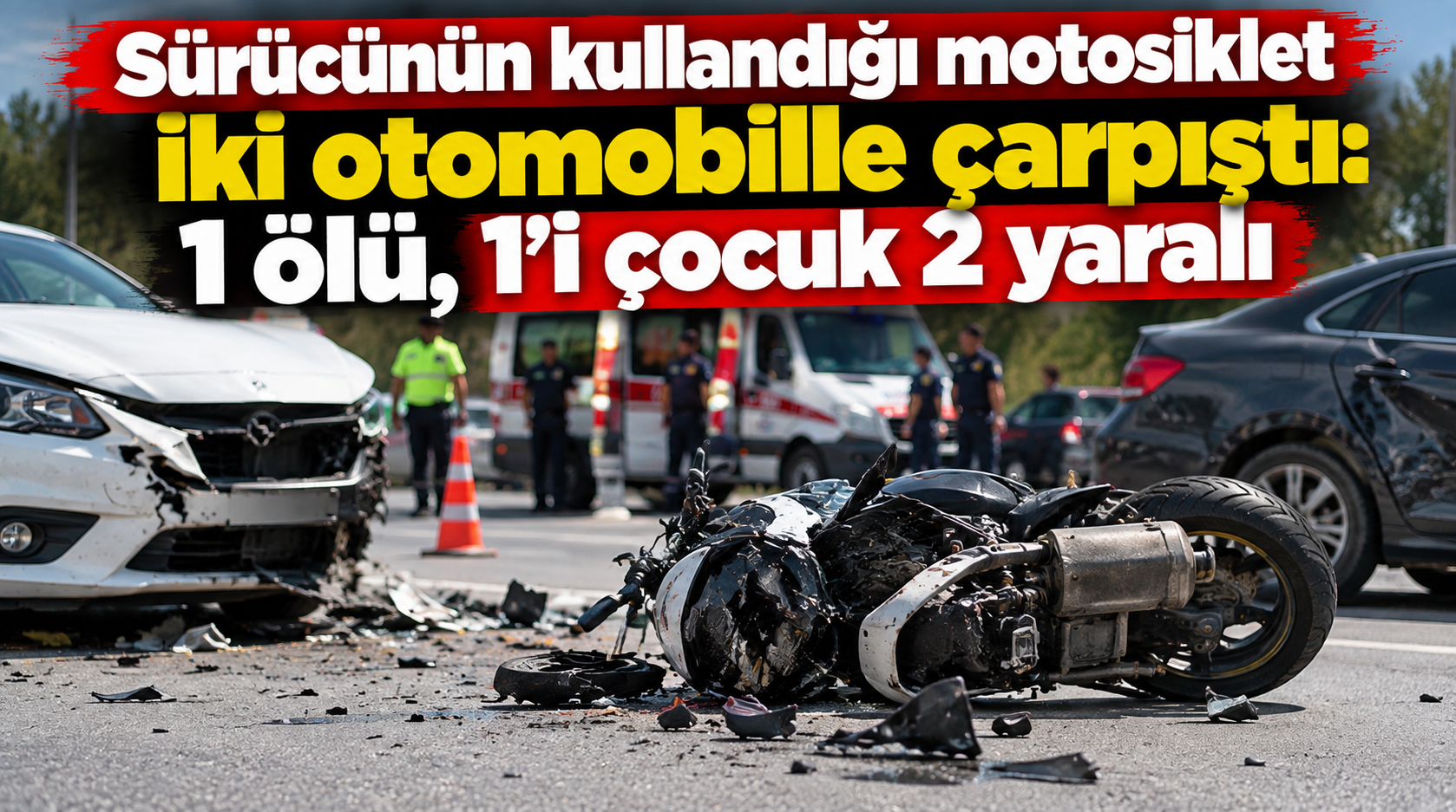 14 yaşındaki sürücünün kullandığı motosiklet iki otomobille çarpıştı: 1 ölü, 1’i çocuk 2 yaralı