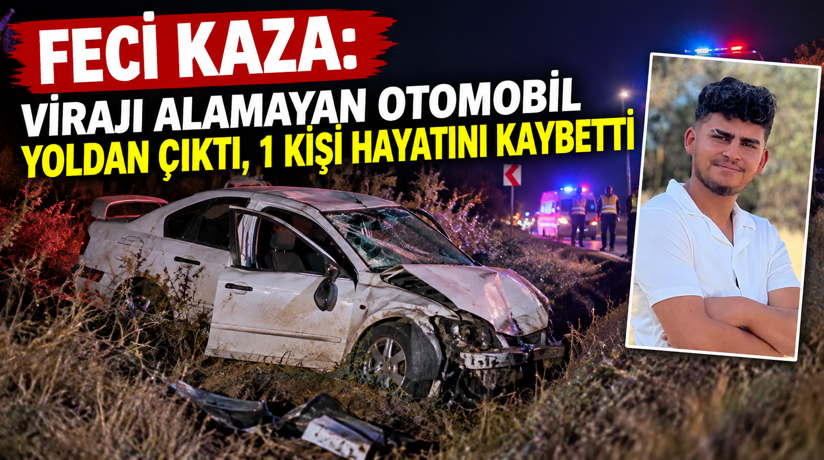 Feci kaza: Virajı alamayan otomobil yoldan çıktı, 1 kişi hayatını kaybetti!